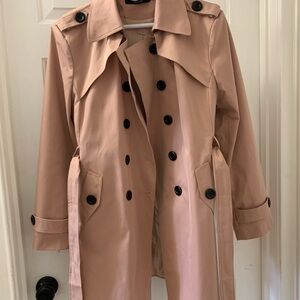 Beigy-Pink Trench Coat with Belted Cuffs